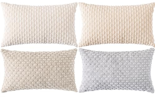 Ci & Ci 4er Set Boho Deko Kissenbezug 30x50 cm, Mehrfarbig Kissen Sofakissen Dekokissen Zierkissen, Flauschig Kissenbezüge Kissenhülle für Sofa Couch