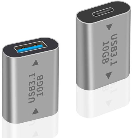 Duttek USB A Female to USB C Female Adapter 3.1 Gen2, USB 3.1 A to USB Type C Adapter Double-Sided 10Gbps Support Data Sync and Charging for Laptop, PC etc (2Pack)