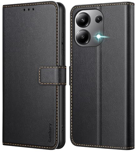 Ganbary Coque pour Xiaomi Redmi Note 13 4G (Pas pour 5G), [Housse en Cuir PU Premium] [Etui à Rabat] [Pochette de Portefeuille], Étui de Protection pour Xiaomi Redmi Note 13 4G - Noir