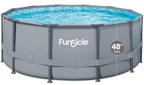 FUNSICLE Piscine Tubulaire Ronde Grise Ø3,66m x h1,22m Grise Grise