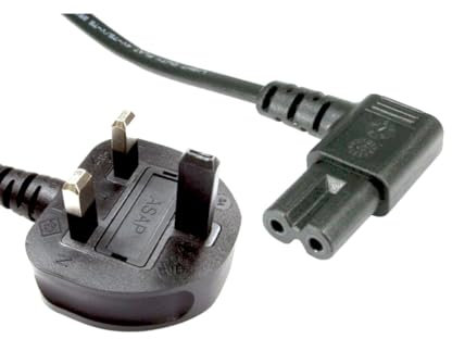 3 Pin UK Mains Figure 8 Power Lead IEC C7 Cable Figure 8 Power Cable Right Angled Compatible With Xbox One S Slim, Xbox One X, Sony PS3 PS4 (Slim Edition) HP/Samsung/Sony/Acer/Asus Laptop - 1.8m