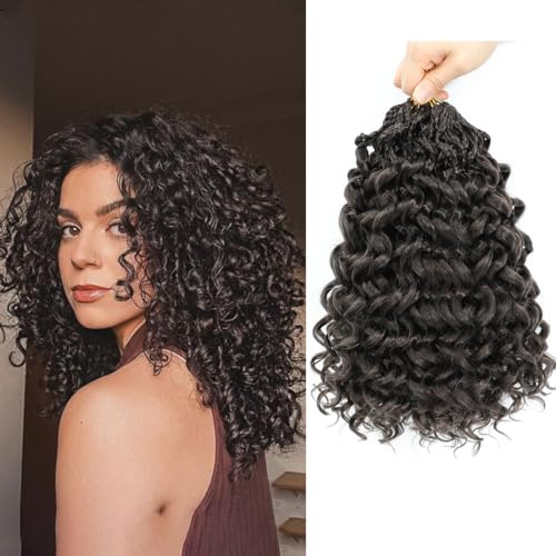 Gogo 8 Packs Pre Twisted Short Curly Crochet Hair for Black Women Ocean Wave Braiding Hair Water Wave Deep Braiding Hair 12 Inch 8 Packs (12 Inch No.4)