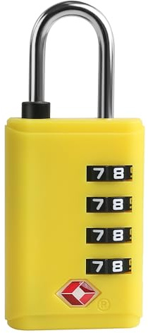 TSA Approved Combination Padlocks for Luggage, Security Lock, Black (Yellow)