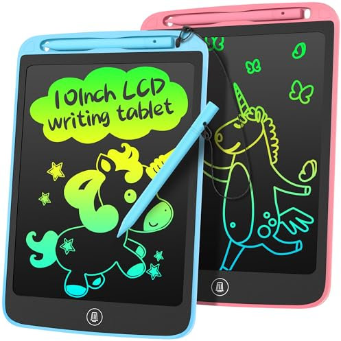 LEYAOYAO 2 Pack LCD Writing Tablet 10inch - Colorful Screen Doodle Pad Drawing Board Learning Educational Toy - Gift for Kids 3-6 Years Old Girl Boy(Blue+Pink)