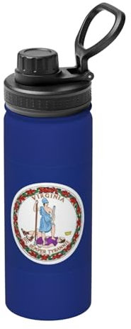 Virginia State Flag Print Vacuum Insulated Sports Water Bottle,18 Oz Stainless Steel Water Bottle for Gym Home Sports