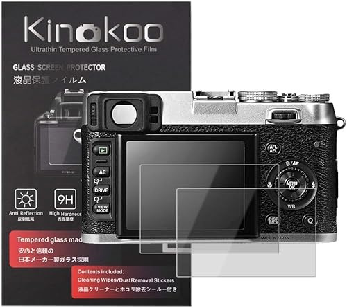 kinokoo Displayschutzfolie für Fujifilm X100S/X100/X20/X10/X-E1 Kamera, 0,25 mm, 9H Härte, gehärtetes Glas für Fuji X100S Kamera, blasenfrei, kratzfest, Anti-Fingerabdruck, 2 Stück
