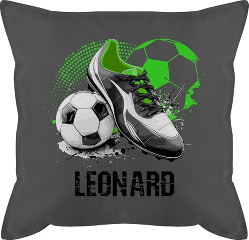 Kissen 50x50 - Personalisiertes Fußballgeschenk mit Namen | Geschenke für Fußballfans Fußball - 50 x 50 cm - Grau - sitzkissen Fussball fußballfan fußballer
