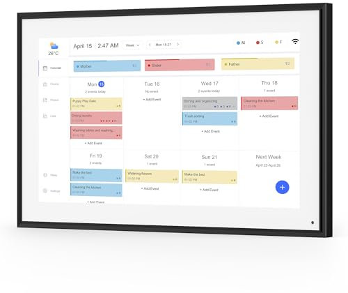 Digitaler Kalender, 39,6 cm (15,6 Zoll), elektronischer Kalender und Aufgabendiagramm, intelligenter Wochen- und Monatsplaner + To-Do-Liste, Notizblock, 1920 x 1080P IPS-Touchscreen-Wand- und