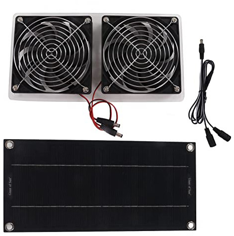 KBFYOMF Kit de panneau solaire - 100 W - 12 V - Double ventilateur d'extérieur étanche - Ventilateur d'échappement solaire pour poulet, serre, niche pour chien, abri de jardin, maison pour animaux