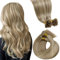 LaaVoo Human Hair Extensions U Tip Real Blonde, Remy Straight Highlight Ash Blonde with Golden Blonde Real Hair Extensions, Hot Fusion for Invisible & Stable 50s 50g 16 Inch #16/22