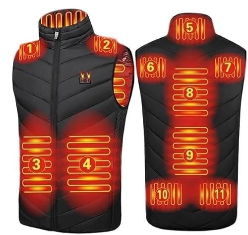 Heated Vest Men Unisex Electric Heated Gilet Body Warmer Rechargeable Heated Waistcoat Jacket Heated Clothing Waterproof Winter Warm Down Vest for Motorcycle Fishing Skiing Hunting