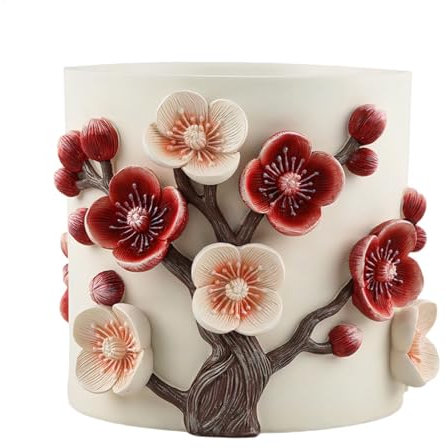 Générique Handmade Planter Pot, Embossed Vase, Plum Blossom Pot, Handcraft Flower Pot, Creative Planter Pot, Large Caliber Planter, Outdoor Flower Pots, Indoor Plant Pot, Home Flower Pot