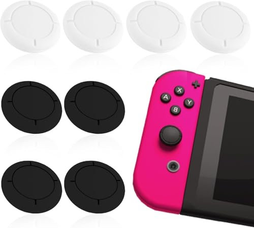 8pcs Replacement Button Caps for Switch Joy-con, Thumb Grips Caps Joystick Covers for Switch/Lite Controller Silicone Protective Accessories for Joystick 3D Grip Caps Thumbsticks Protector Black White