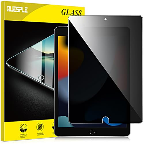 QUESPLE [1 Stück] Panzerglas Sichtschutz für iPad 10,2 Zoll (9./8./7. Generation, 2021/2020/2019), 9H Härte Anti-Spy Schutzfolie, Panzer Schutz Glas Folie Displayschutz