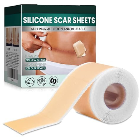 BOBOPACK Cerotti Silicone Cicatrici, 4x150cm Fogli di Silicone per Cicatrici, Rotolo di Nastro in Silicone Morbido,Scar Sheets,per Cicatrici Causate da Cesareo, Chirurgia, Ustioni
