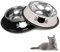 Ensemble de gamelles antidérapantes en acier inoxydable pour chat (noir + gris)
