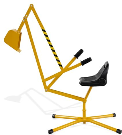 COSTWAY Sitzbagger 360° drehbar, Bagger zum Draufsitzen Metall mit Schaufel & 2-Hand Steuerung, Sandbagger Sandkasten, Aufsitzbagger für Kinder ab 3 Jahren (Gelb)