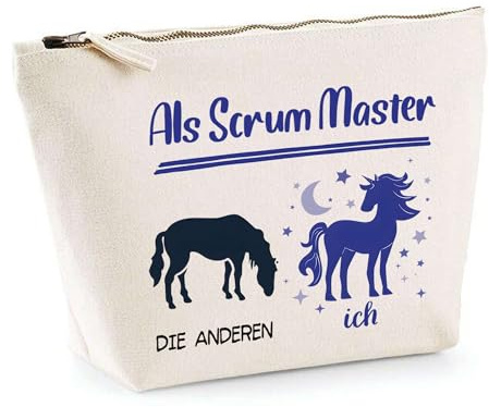 Kosmetiktasche Scrum Master Einhorn - praktische Kultur- & Reisetasche für Büro, Gadgets & Reise, Geschenk zum Ruhestand, Abschied oder Geburtstag für Kollegen
