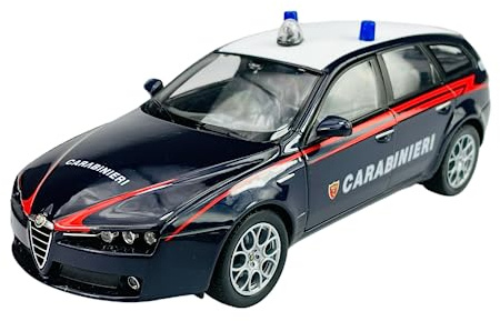 Welly Modell Auto Kompatibel mit Alfa Romeo 159 Sportwagon Carabinieri Schwarz ca 1/24 1:24 Metall Modell Auto Die Cast Neu im Kasten