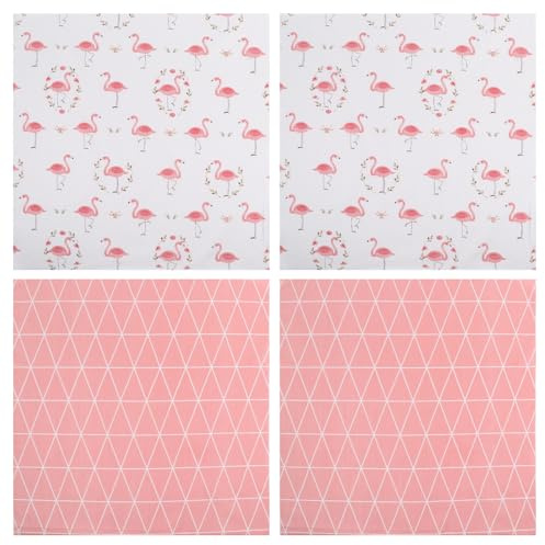 NUOBESTY Flamingo Baumwollstoff Patchwork Stoff 50X50cm 4 Stück Quiltstoff Meterware für Selbstgemacht Nähen Kinderhandwerk