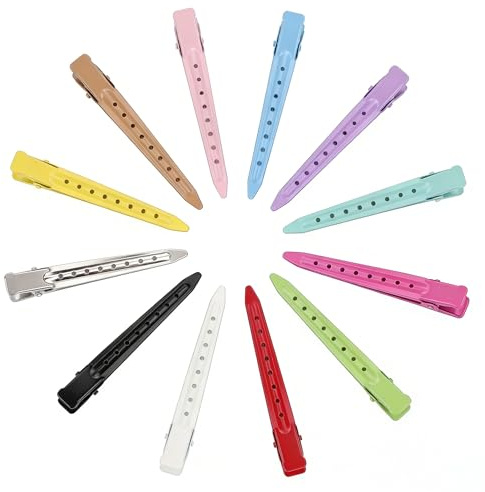 36 x Hair Clips for Styling, 3.5 Duck Bill Clips, Pin Curl Metal Sectioning Rollers, Long Roller Styling Alligator Hairdressing(12 colors, 36 Pcs)