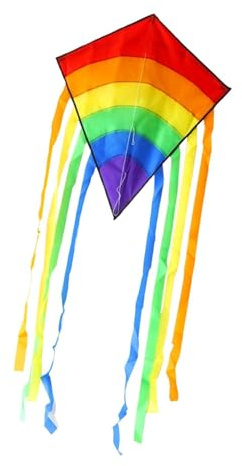 QSTDGVPW Long Tail Kite Colorful Rainbow Windsock with Polyester Frame Single Line Sport Kite Foldable Design Lightweight Suitable for Family, Red Head