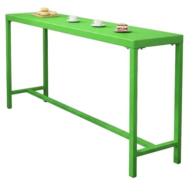 WYHBXD Table De Bar Industrielle en MéTal, Haute Extra-Haute 120/140 Cm pour Petits Espaces, Console sur Pieds Robuste, éTanche Toute MéTéO(Green,140cm/55)