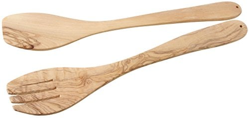 Fackelmann 30855 Couverts à Salade, Ustensile de Cuisine, Olivier, Bois, 30 cm
