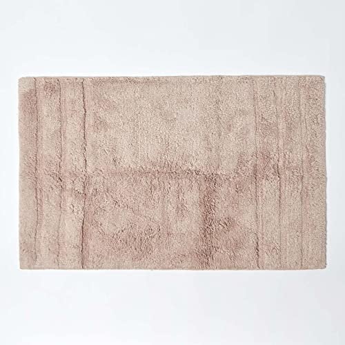 HOMESCAPES Tapis de Bain antidérapant 50 x 80cm, Tapis Salle de Bain en Pur Coton Ultra Doux, Couleur Beige