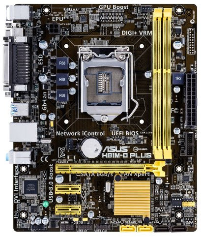 Asus H81M-D+ Mainboard Sockel 1150 (Micro-ATX, 2X DDR3 Speicher, VGA, 2X USB 3.0, 4X USB 2.0)