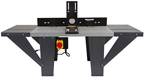 EBERTH Mesa para fresadora (1030 x 360 mm Mesa de trabajo, 155 mm Diámetro, 280 mm Altura de trabajo, Extensión de mesa de doble cara, Tope angular, Interruptor de circuito eléctrico)
