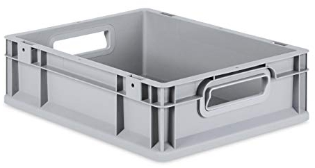 aidB Eurobox NextGen Grip, 400x300x120 mm, Griffe offen, robuste Plastikbox aus Kunststoff mit ergonomischen Griffen, stapelbare Kunststoffkiste, ideal für die Industrie, 1St.