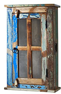 MASSIVMOEBEL24.DE | Spirit massiver Bad Hängeschrank #102 - Mehrfarbig, lackiert | Indisches Altholz | 21x44x72cm | 1 Tür - 2 Fächer | Aufbewahrungsschrank Badschrank