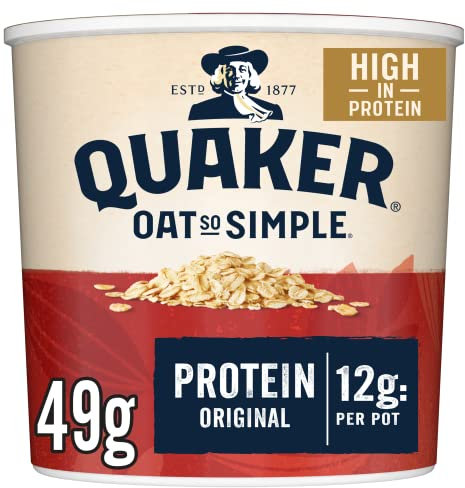 Quaker Oat Protein Original Porridge Pots, 6 x 49 g