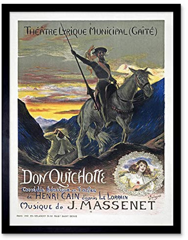 Wee Blue Coo Ad Theatre Georges Rochegrosse's For Don Quichotte Art Print Framed Poster Wall Decor Kunstdruck Poster Wand-Dekor-12X16 Zoll