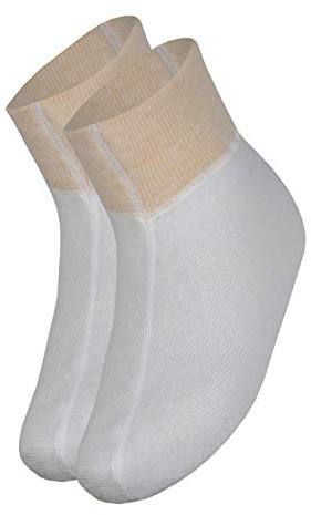 wobera ANGORA Fußwärmer oder Bettschuhe mit 75% Angora (Gr. 1 (35-37), Farbe: naturweiß mit beigem Bündchen)