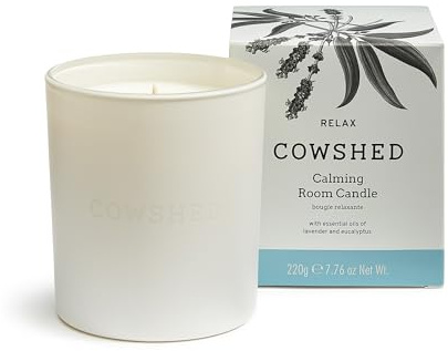 Cowshed Relax Scented Candle 220g | Eucalyptus & Lavender Aromatherapy Candle | Natural Soy Wax Candle with Cotton Wick | Spa Home Fragrance Candle | Long Burn Relaxation Candle