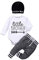 Geagodelia 3tlg Babykleidung Set Baby Jungen Langarm Body + Hose + Mütze Kleinkinder Neugeborene Weiche Warme Baumwolle Babyset Bekleidung (0-3 Monate, Little Brother (Weiß + Grau))