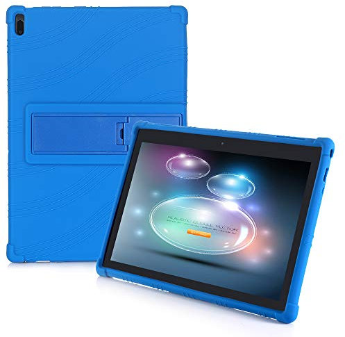 HminSen Funda para tablet Lenovo Tab E10 (TB-X104F), apta para niños, de silicona suave, ajustable, función atril para Lenovo Tab 4 10 / Tab 4 10 Plus (azul marino)