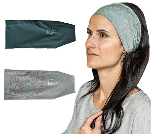 myMareCo Equestrian Headbands for Women, Green Solid, Pattern, 2 Pack