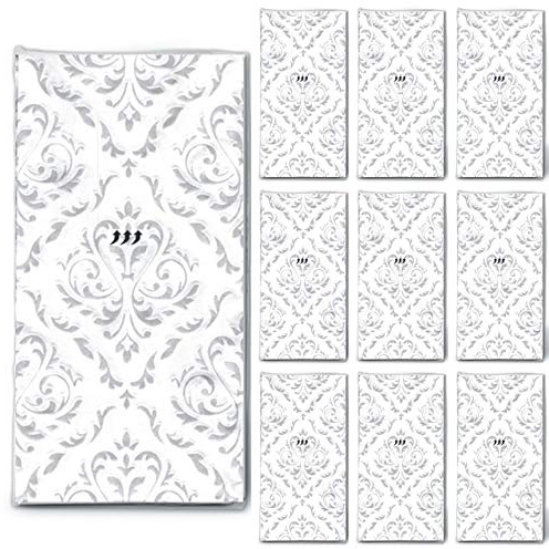 100 Taschentücher Hochzeit geprägt (10x10) Unique Moments für Freudentränen Weiß-Silber