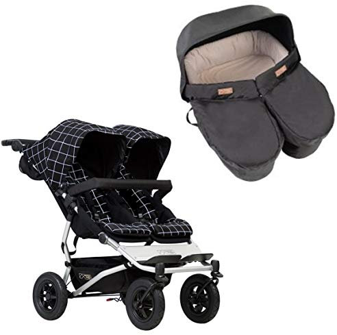Mountain Buggy Duet grid + Zwillingsbabywanne schwarz