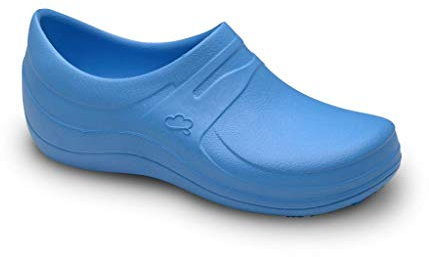 FELIZ CAMINAR - Zapatos Sanitarios Nebula/con Correa Antideslizantes y Cómodos/Anatómicos/Cocina, Sanidad, Hostelería (Blue 38)