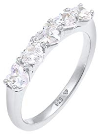 Elli Ring Damen Herz Verlobung Liebe Elegant mit Zirkonia Kristallen in 925 Sterling Silber