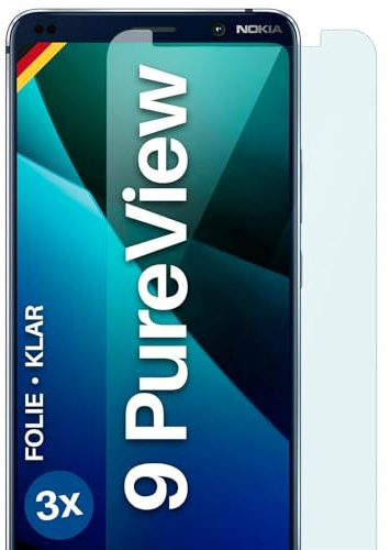 moex für Nokia 9 PureView Schutzfolie Displayschutz Folie Ultra-klar HD 0,2 mm kompatibel mit jeder Hülle, Anbringen ohne Blasen, Handyfolie Extra Kratzfest, FlexProtect 3 Stück