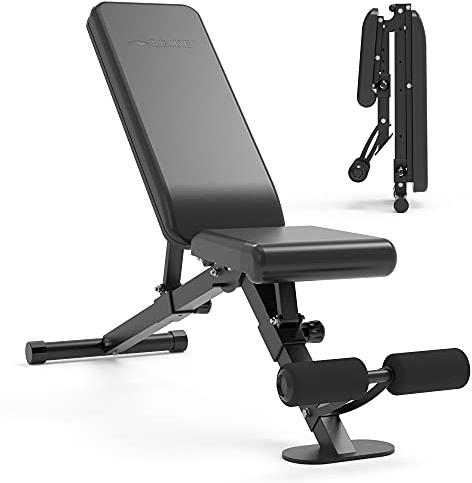 leikefitness Verstellbare Hantelbank, faltbare Trainingsbank mit automatischer Verriegelung für aufrechte Neigung und flache Ganzkörperübungen (GM58101 (schwarz)