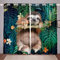 Kinder Niedliches Faultier Fenstervorhang 175x140cm Karikatur Tier Blickdichte Vorhänge Dekor für Mädchen Lustiges Fabeln Faultier Tropische Blätter Blumendruck Vorhang 2er Set Naturthema Raumdekor