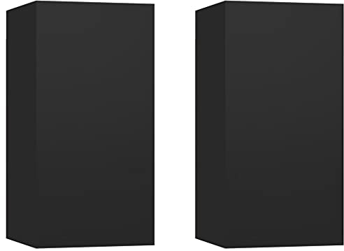 vidaXL 2X TV Schrank Hängeschrank Wohnwand Wohnwand Anbauwand Fernsehwand TV-Wand Wandschrank Wohnzimmer Schwarz 30,5x30x60cm Holzwerkstoff
