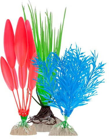 GloFish Lot de 3 Plantes fluorescentes Contenant de l'herbe de Saule, de l'herbe à Poils, des Plantes artificielles bertérol pour Aquarium