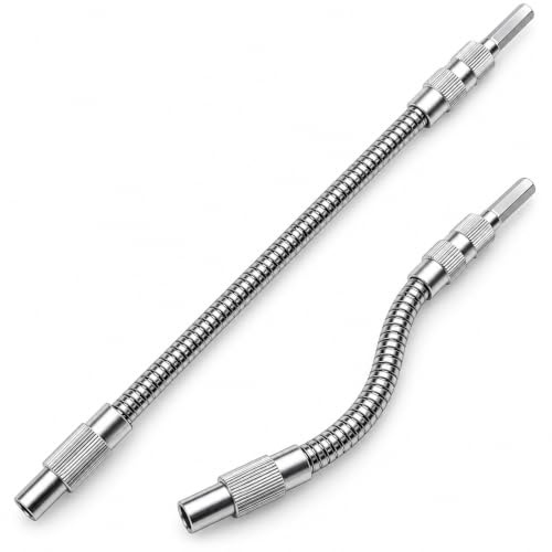 2 PC Flexible Drill Bit Extension - 1/4 Magnetic Hex Soft Flexible Shaft Extension For Drill - 7.9 And 11.8 Quick Change Hex Shank Flex Drill Bit Extension For Furniture, Computer Chassis, Cabinets